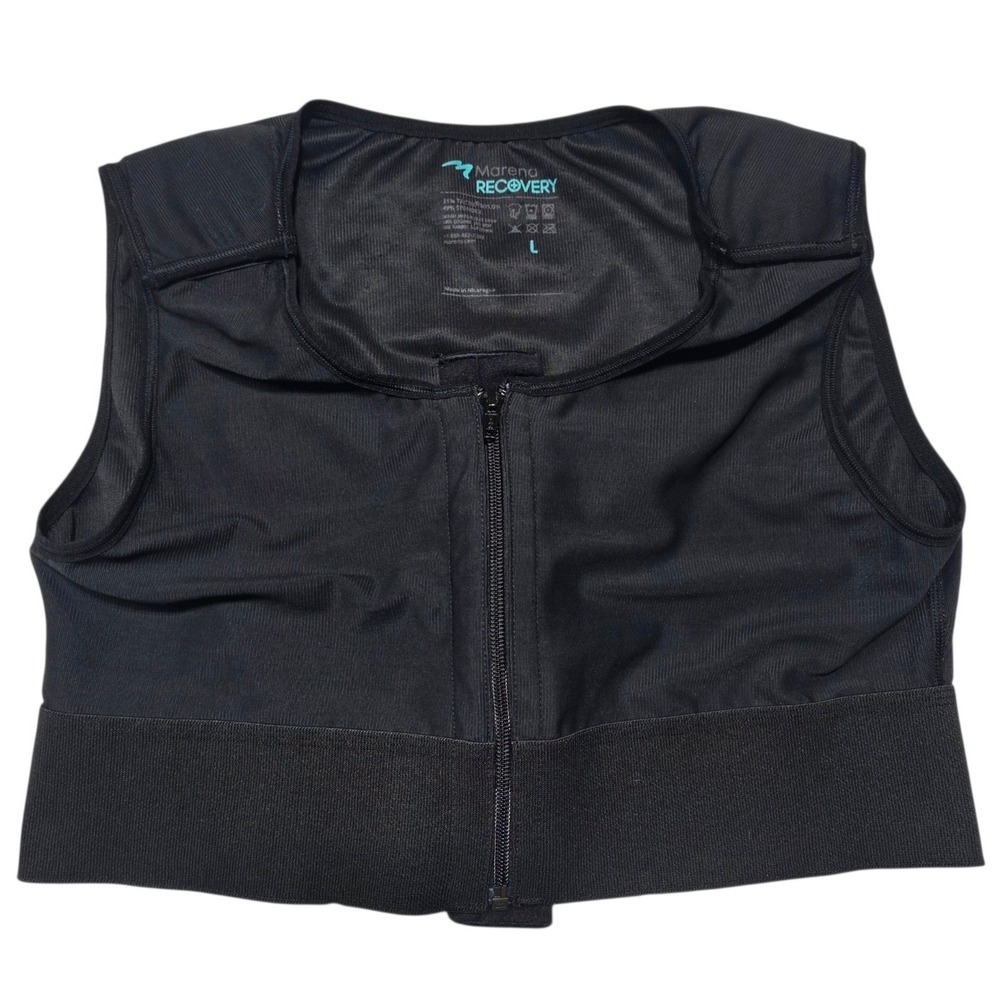 Marena Recovery Post-Surgical Compression Vest Large Black Zipper Front Support